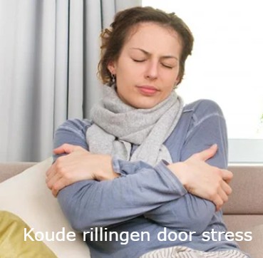 Vrouw met sjaal heeft last van koude rillingen stress gerelateerd.