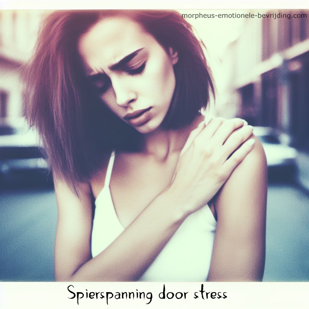 vrouw last van hoge spierspanning door stress