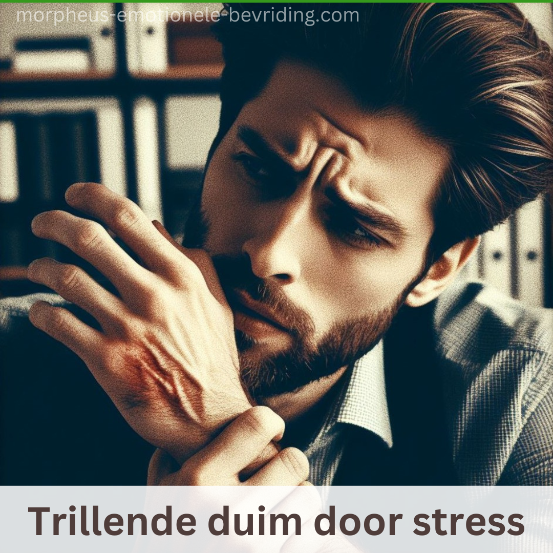 man met trillende duim stress gerelateerd